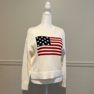 Women's White Sweater with American Flag Design